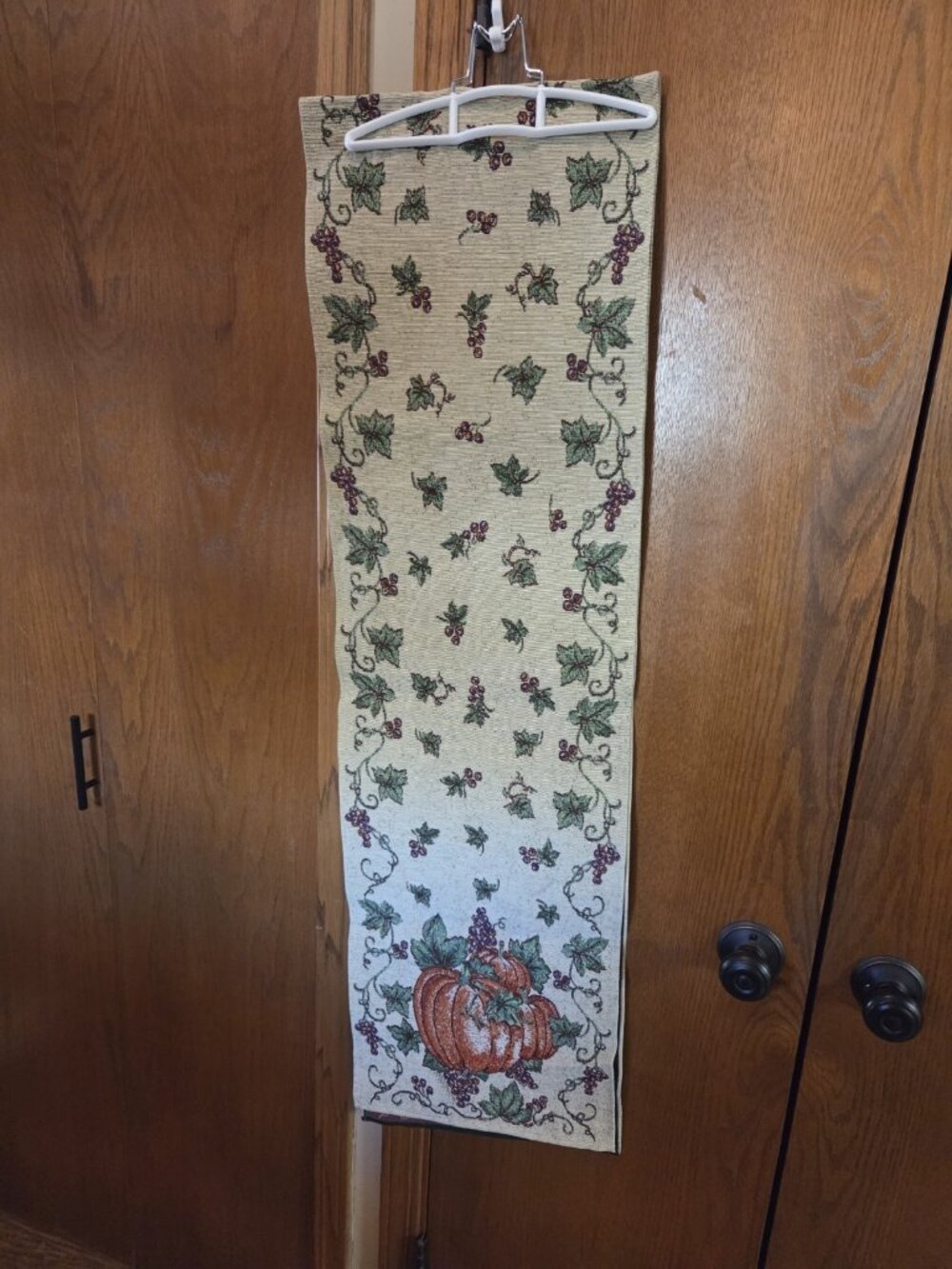 Vintage Fall Tapestry Harvest Grapes & Pumpkins Table Runner 90” x 13”